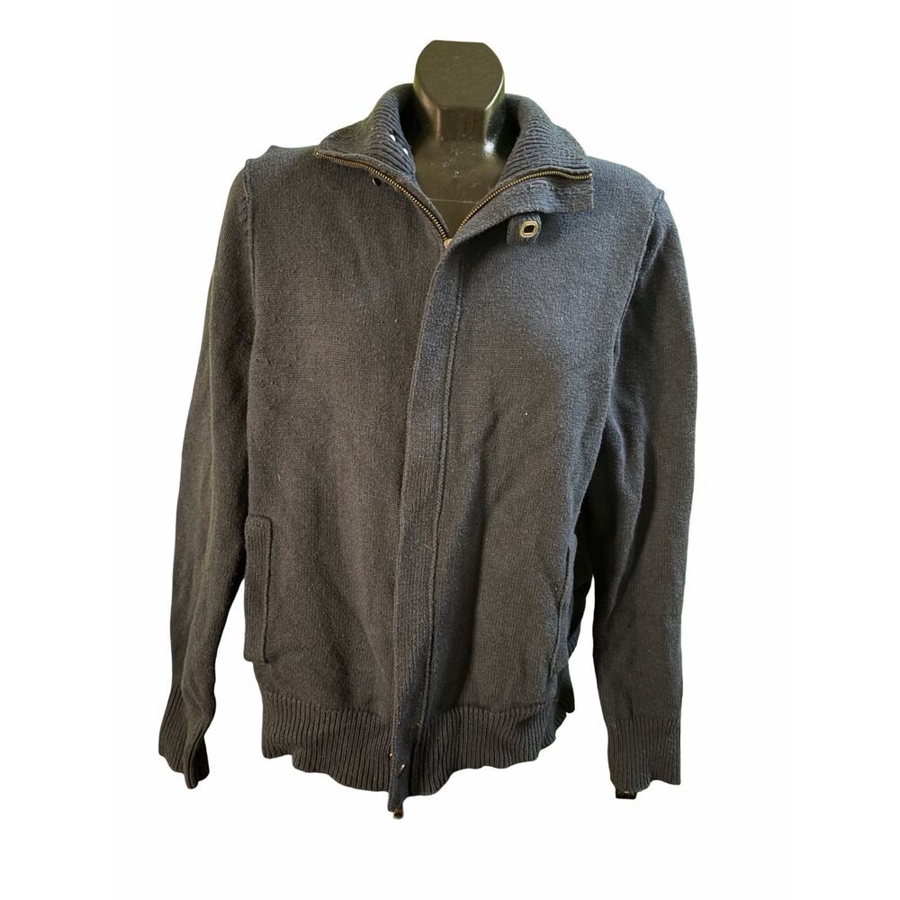 Banana Republic Men’s Full Zip Sweater Jacket Navy Blue Large Wool Blend Bomber